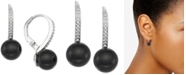 Macy's Onyx & Diamond (1/10 ct. t.w.) Drop Earrings in Sterling Silver